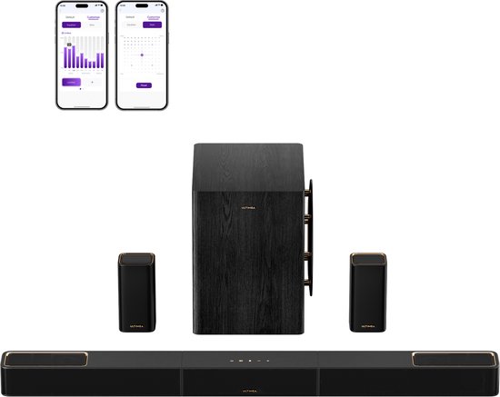 ULTIMEA Skywave Series, 7.1.4 Draadloos Surround Sound Systeem, Soundbar voor TV, met 8" Draadloze Subwoofer, Soundbar dolby atmos, 840W, Zwart