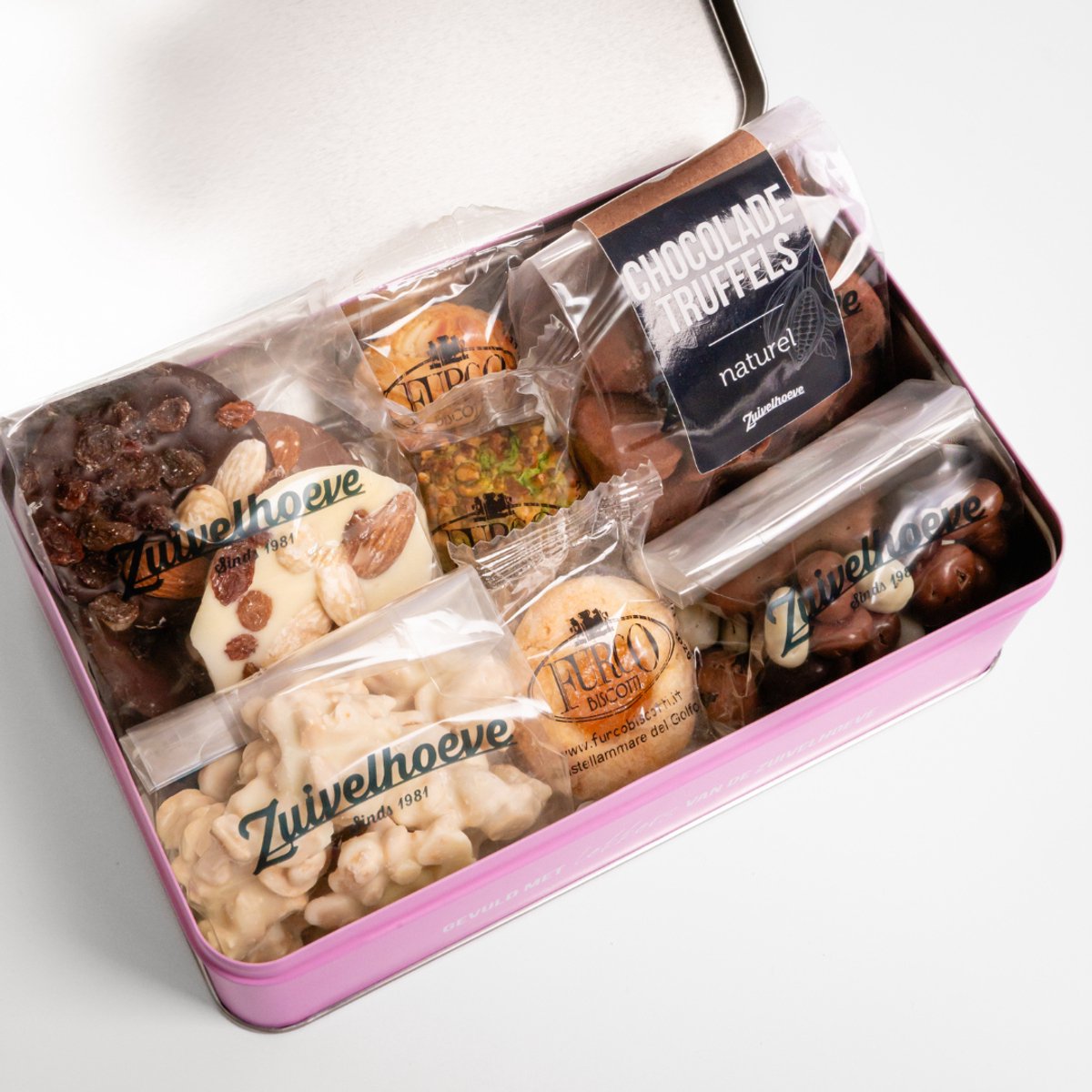 Zuivelhoeve Blik vol verwennerij Borrelpakket cadeau - Borrelbox voor thuis - Snackpakket - Cadeaupakketten eten & drinken - Alles voor de Borrelplank - Altijd vers - Proef & Geniet — cadeau in Eten & Drinken - foto 2