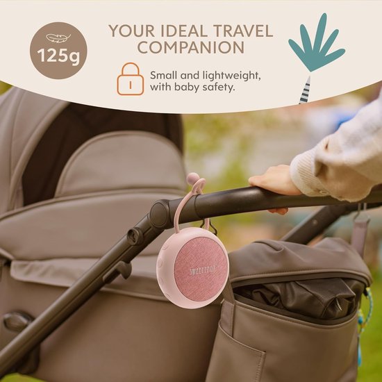 White Noise Machine Baby - 15 Geluiden met Nachtlampje, USB Oplaadbaar, Babyslaapliedjes en Witte Ruis, roze — afbeelding 3