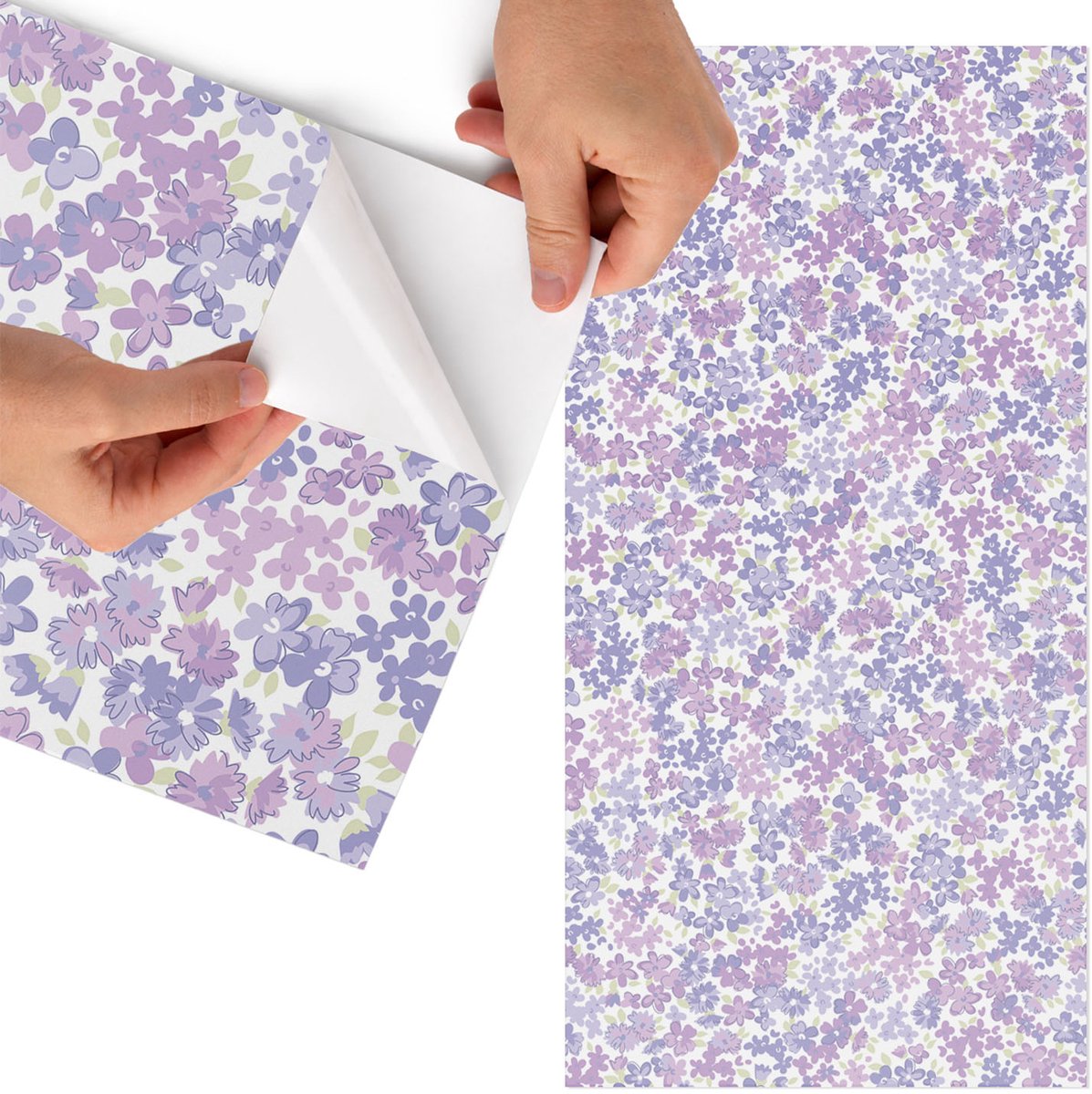 Tulup Meubelfolie - Kleurrijke bloemen Decoratiefolie Zelfklevend - 50x100 cm - Paars Meubelfolie - Plakfolie Meubels - Modern Meubelfolie - Decoratiefolie Zelfklevend - Slaapkamer decoratie - Bloemen en planten