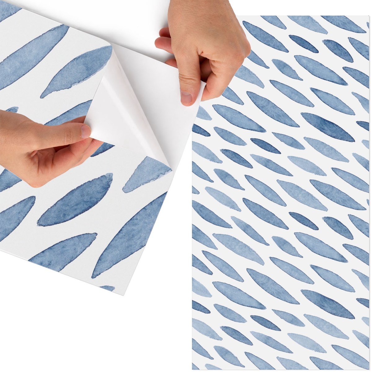 Tulup Meubelfolie - Artistieke penseelstreken Meubelfolie Zelfklevend - 50x100 cm - Blauw Meubelfolie - Decoratiefolie - Minimalist Meubelfolie - Meubel Wrap Folie - Woonkamer decoratie - Achtergronden en patronen