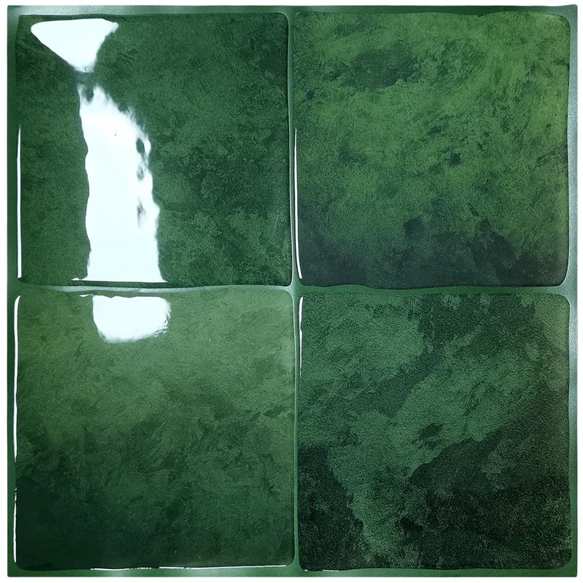 Allecto - 3D Vinyl Wandtegel Stickers - Zelfklevend en Waterproof - Set van 10 - Decoratie voor muren - Groene kleur - Wanddecoratie - Voor binneng...