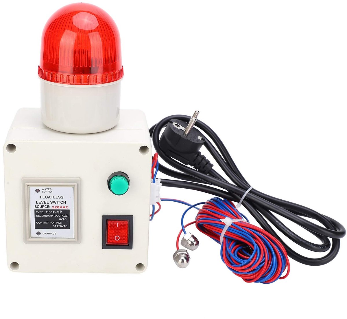 Allecto - Laag Vloeistofniveausensor - Watertekort Alarm - 90dB Geluid - Roestvrij Staal - Veilig Waterbeheer - Betrouwbare Detector