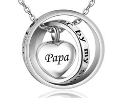 WiseGoods Premium Ashanger Papa - Met Ketting Zilver Kleur - Gedenksieraad Voor As Of Haren - Vader / Ouder In Memoriam - RVS