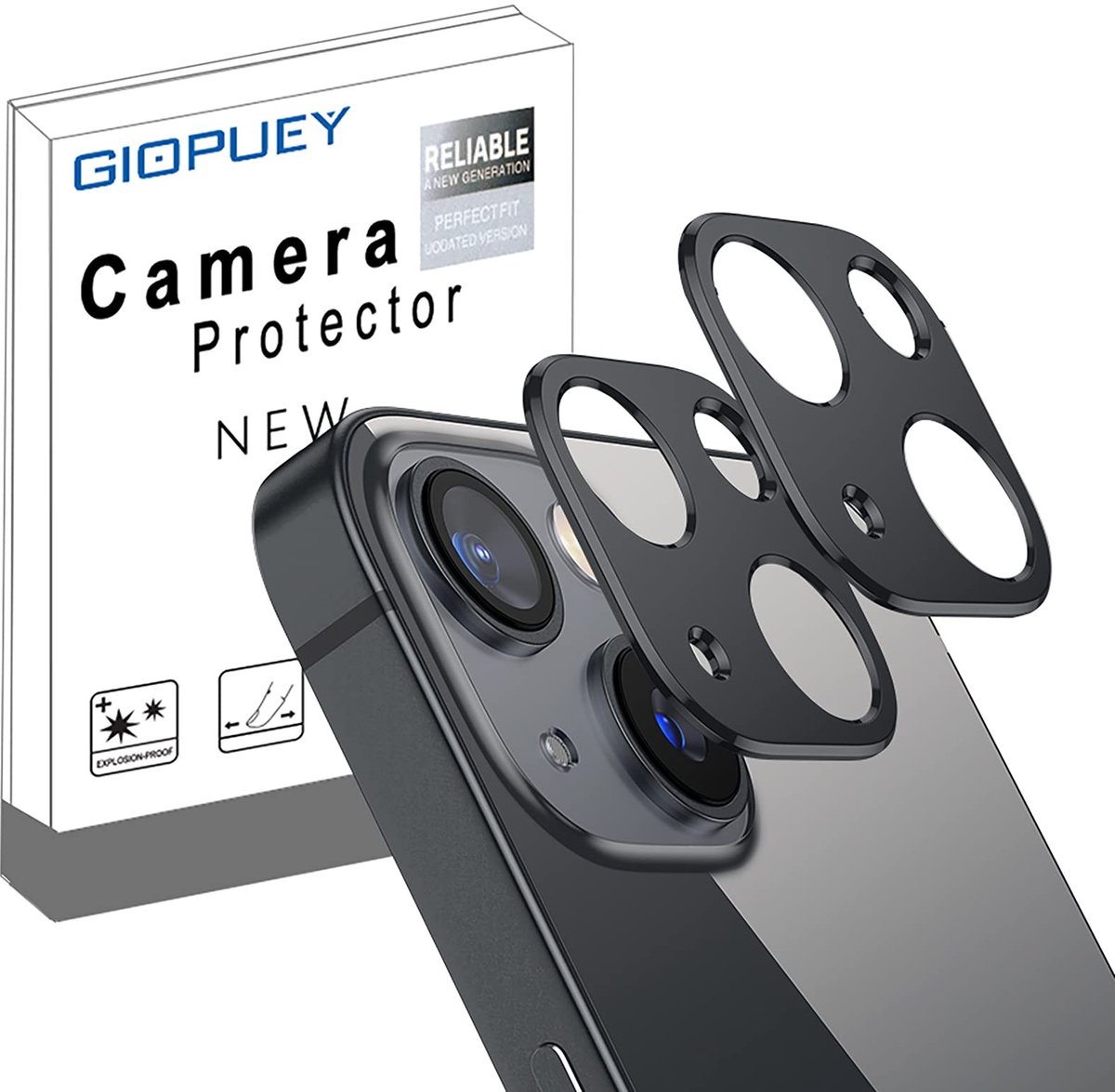 Allecto - Cameralensbeschermer - Lensbescherming - Geen invloed op afbeelding - Zwart - Geschikt voor iPhone 13 en iPhone 13 mini - 2 stuks