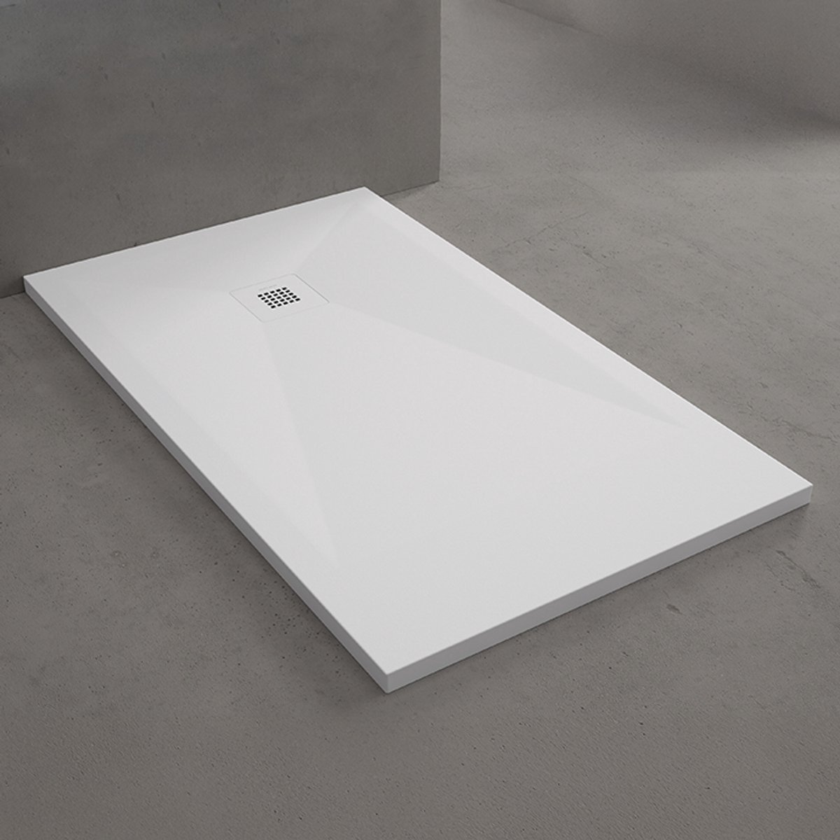 Zimmer Plus Douchebak 90x160 cm Wit – Composietsteen – Ultradun 3 cm – Voorgleuf Afvoer – Antislip – Inclusief Sifon – Inloopdouche