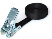 Set van 4 Spanbanden (Sjorbanden) 800kg – 3m x 25mm - 1-delig - Ratel - Zwart