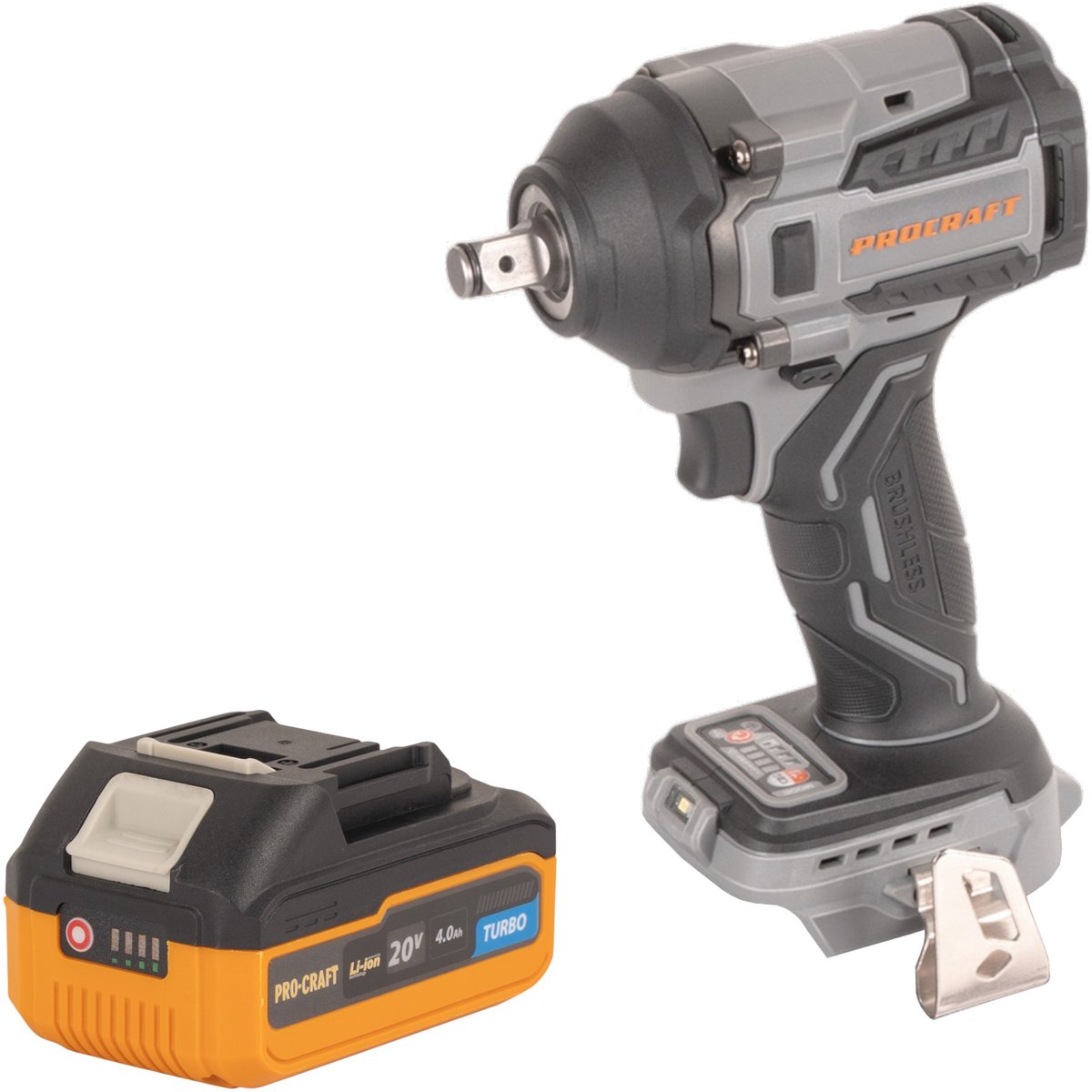 Procraft Industrial IW550Abb accu slagmoersleutel 20 V 550 Nm 1/2" + 1x accu 4,0 Ah - zonder lader