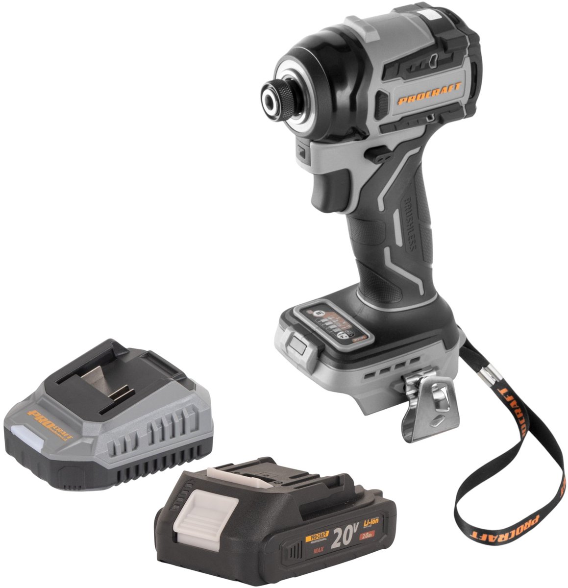 Procraft Industrial ID20Abb accu-slagmoersleutel 20 V 180 Nm 1/4" + 1x accu 2,0 Ah + oplader