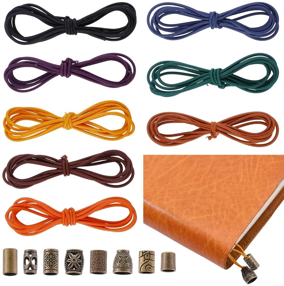 Allecto - Elastische Bandenset - 16-delig - Duurzaam en Functioneel - Polyester - Decoratieve Toggles - Geschikt voor TN Traveler Notebook - Kleur:...