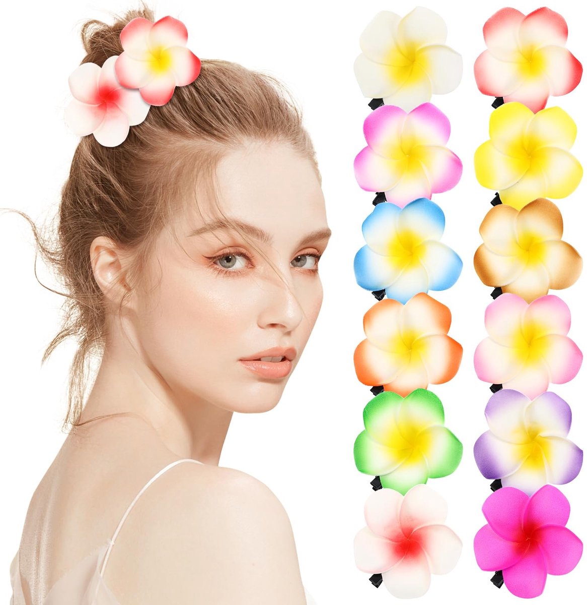 Allecto - Haarspeldenset - Hawaii Bloemen - Perfecte haaraccessoires voor vrouwen - Meerdere kleuren - Bloemige haaraccessoires - Voor speciale gel...