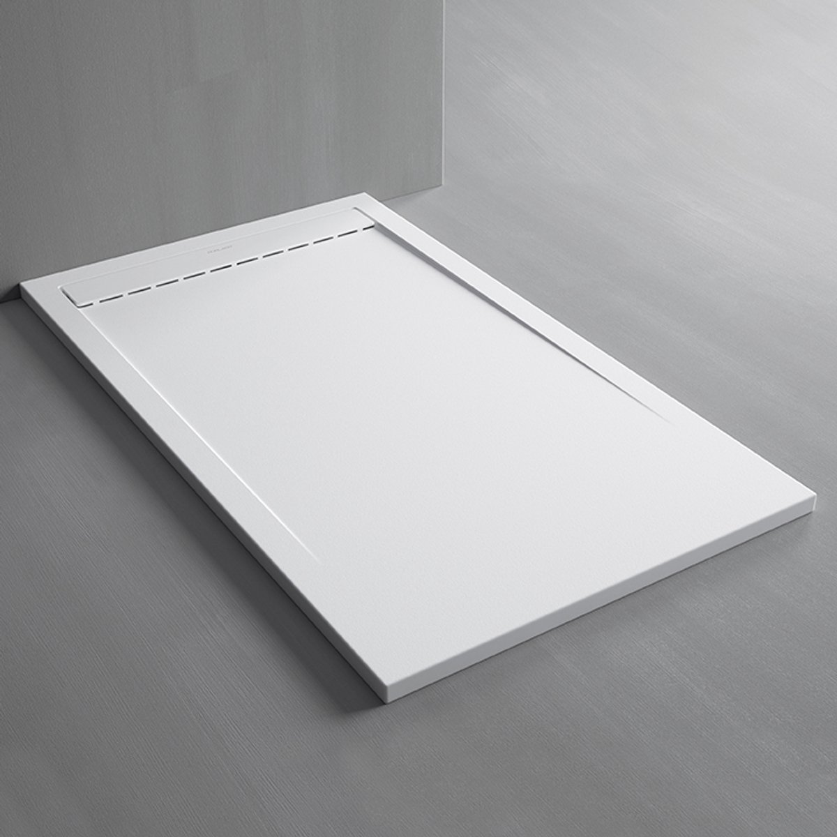 H&F Smart Douchebak 90x160 cm Wit – Lange Sleufgoot Voorzijde – Composietsteen Douchevloer – Ultra Dun 3 cm – Antislip – Incl. Sifon – Inloopdouche