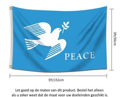 Vredesduif Vlag 150x90CM - Vrede - Peace - Peace dove - Vredes duif - Wereldvrede - No War - Flag Polyester - Israel - Palestina - Rusland - Ukraine