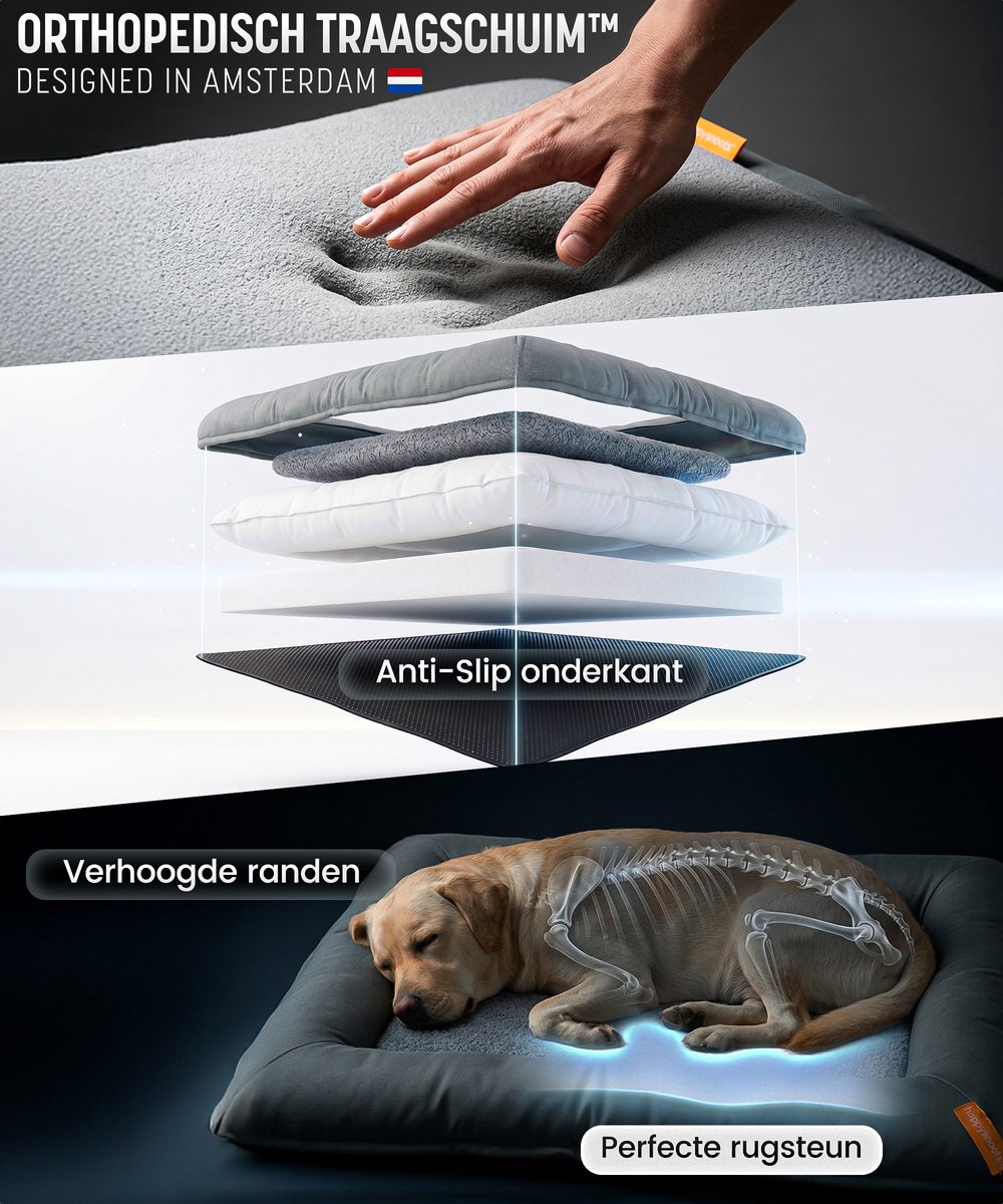 Happysnoots Orthopedische Hondenmand XXL - 10cm Koudschuim thumbnail 2