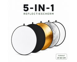 ZoeZo Design - Reflectiescherm - Reflectiescherm fotografie - Reflectiefilter - 5 in 1 - Foto reflector - Licht vervormer 60cm x 60cm