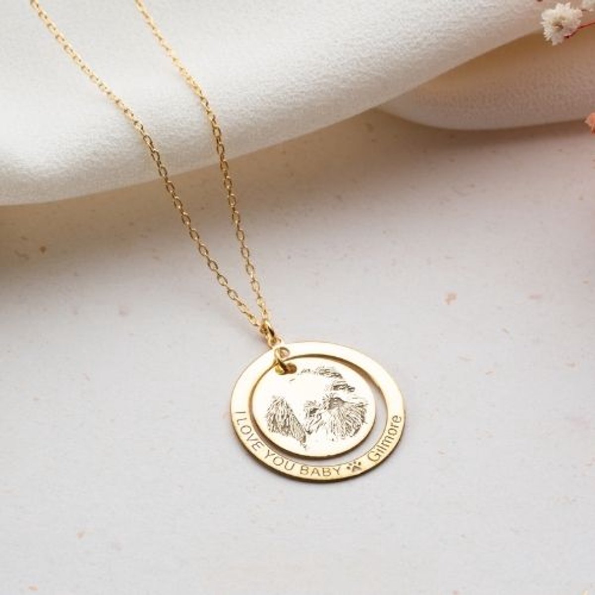 My Pets Family Ketting Met Hanger | 925 Sterling Zilveren Cadeau Dierenliefhebber | Goud_45 cm Ketting | Herinnering Huisdier