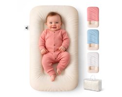 Vulpes Goods® Babycare - Babynestje - Baby Lounger - Zacht & Ademend Babynestje - Incl.3 kleuren hoezen - Wasbare Hoes - Rugondersteuning - Zacht Katoen - 0-24 Maanden