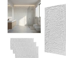 3D Steenstrips Wandpanelen PU – Natuursteen Look Gevelbekleding 120x60 cm – Lichtgewicht Wandpaneel Binnen & Buiten – Realistische Steenlook Muurdecoratie – Wit – 3 Stuks