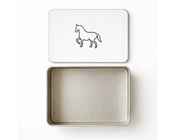Hacebo® - Paardrijden koektrommel rechthoekig - Paarden - paarden liefhebber - koekblik – koektrommels – bewaarblik - snoeptrommel - sport cadeau - sporten - Leuk kado voor je sporter om te geven - koek trommel - 20 x 13 CM