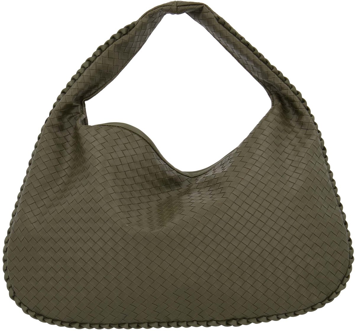 Zusss Grote Gevlochten Tas 100% PU Leer Light Mossgreen