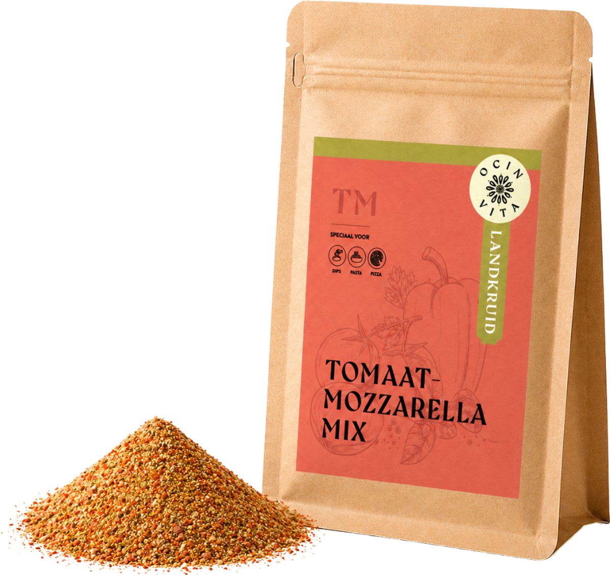 Tomaat Mozzarella Kruidenmix – Mediterrane Kruiden met Basilicum, Oregano & Tomaat – Voor Salade, Pasta, Caprese & Ovenschotels – Zonder Kunstmatige Toevoegingen – Ocin Vita