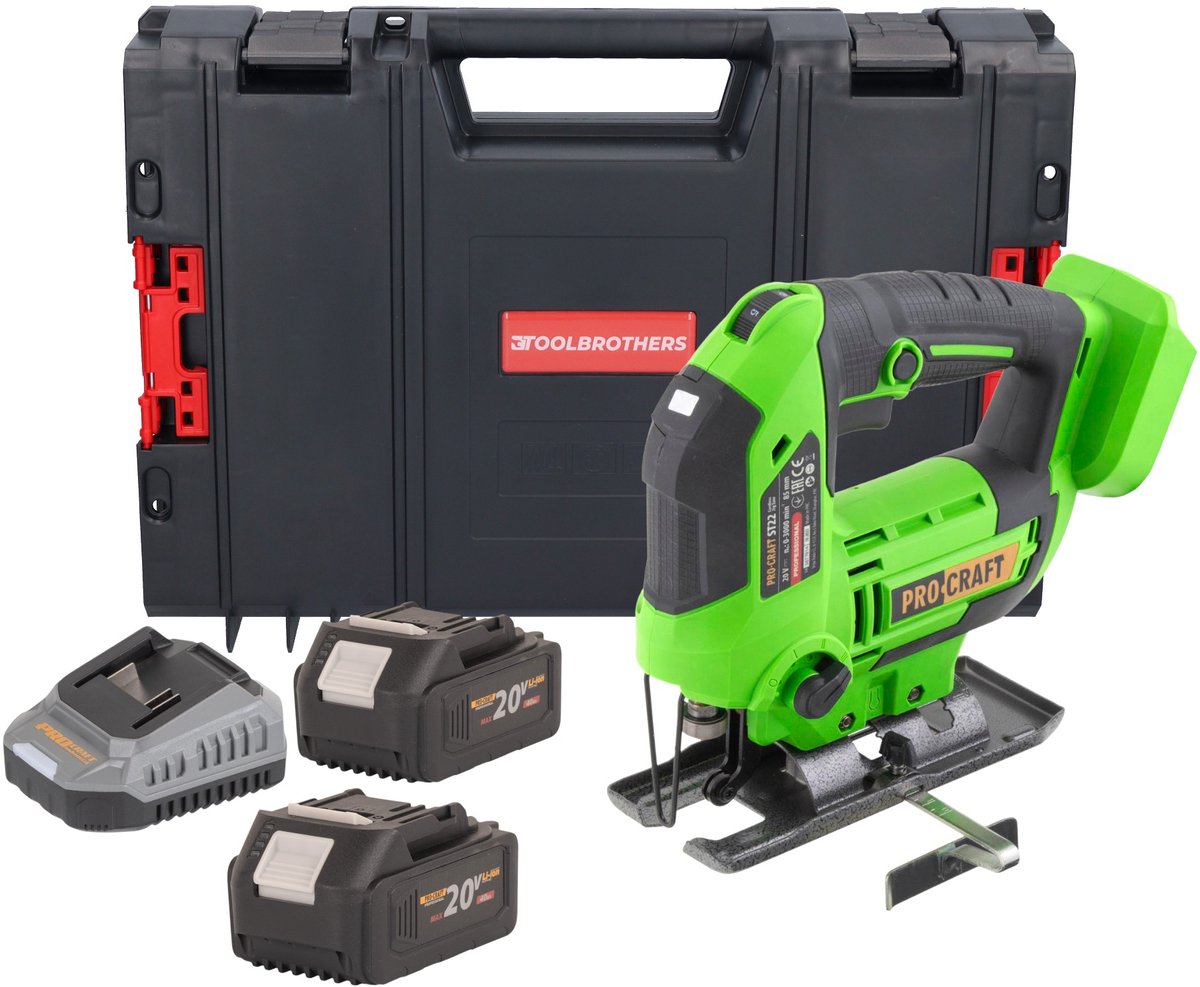 Procraft ST22 accu-decoupeerzaag 20 V 80 mm borstelloos + 2x accu 4,0 Ah + oplader + RHINO Toolcase