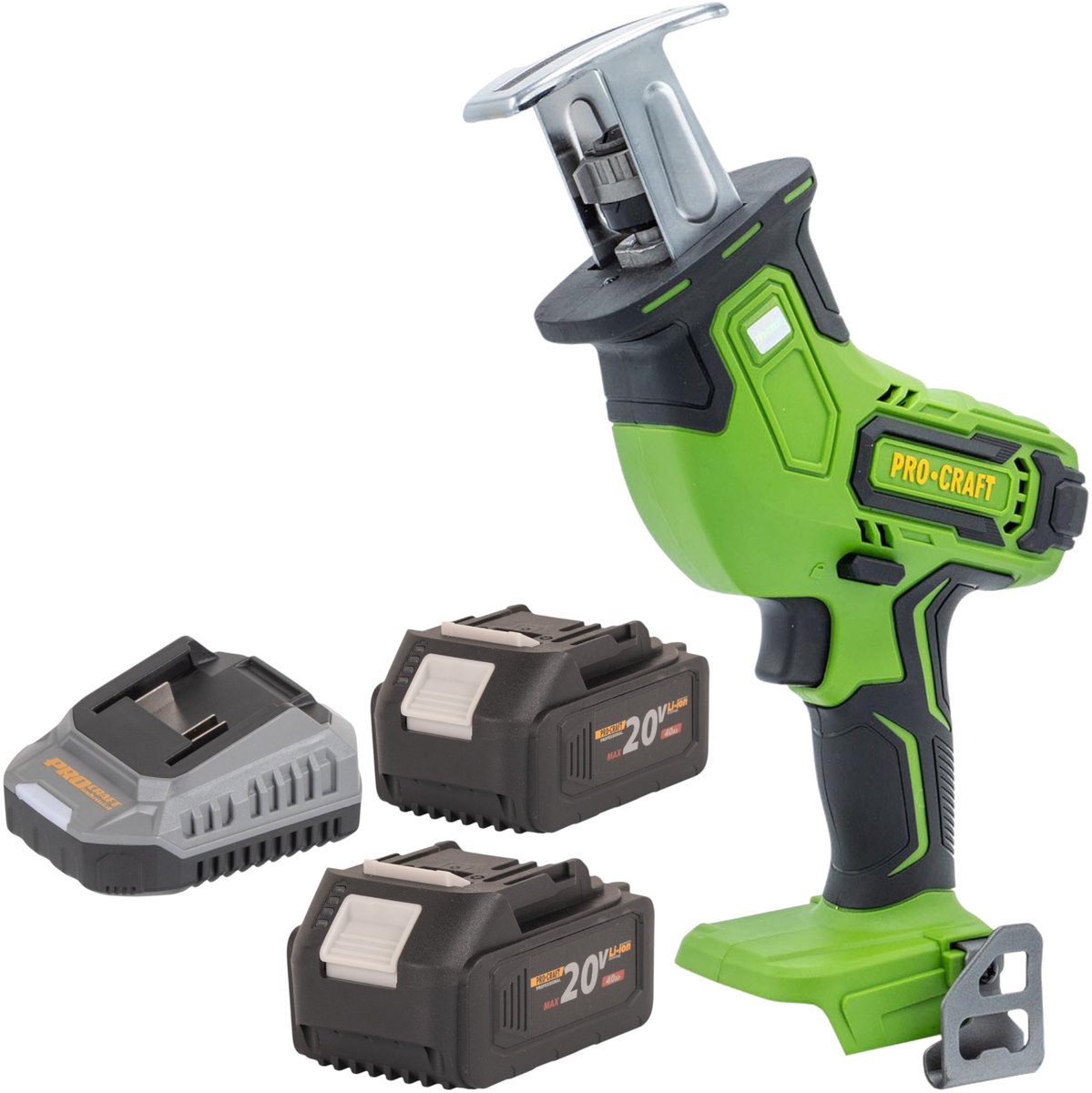 Procraft PSS30bb accu-reciprozaag 20 V borstelloos + 2x accu 4,0 Ah + oplader