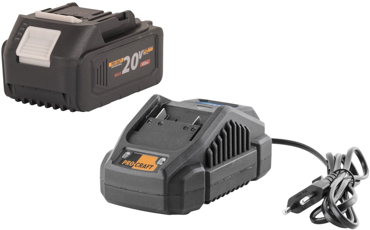 Procraft Starter Pack 20 V 20/2,4 A oplader + 1x 20/4 accu 4,0 Ah