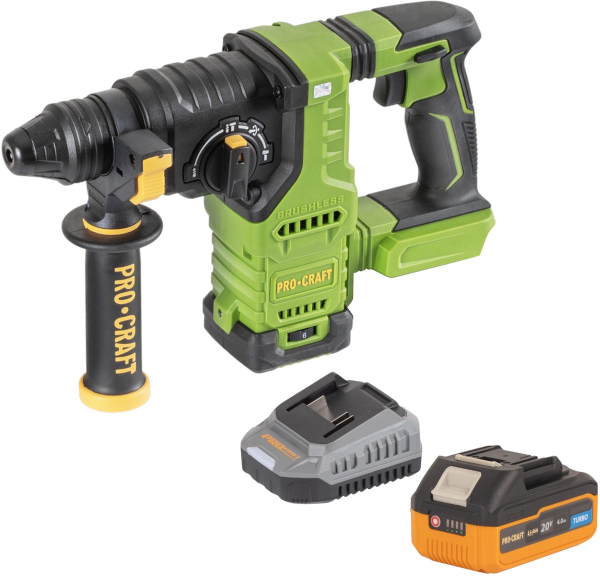 Procraft PHA30bb accuboormachine 20 V 2,8 J SDS plus Brushless + 1x accu 4,0 Ah + oplader