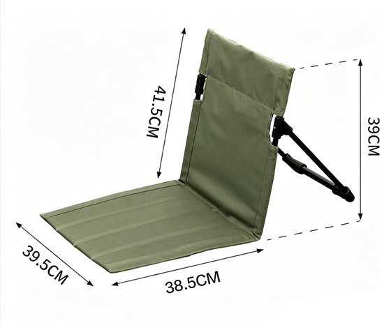 Klapstoel - Campingstoel - Opvouwbare Strandstoel - Draagbare Ligstoel voor Volwassenen - Verstelbare Rugleuning - Lichtgewicht - Incl. Opbergtas - Groen — afbeelding 4