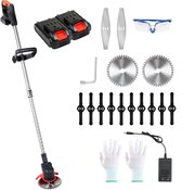 Accu Bosmaaier Grastrimmer met 2 Accu's en Oplader - Draagbare Elektrische Grastrimmer voor de Tuin - 15 cm Snijdiameter - 18.000 tpm