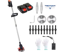 Accu Bosmaaier Grastrimmer met 2 Accu's en Oplader - Draagbare Elektrische Grastrimmer voor de Tuin - 15 cm Snijdiameter - 18.000 tpm