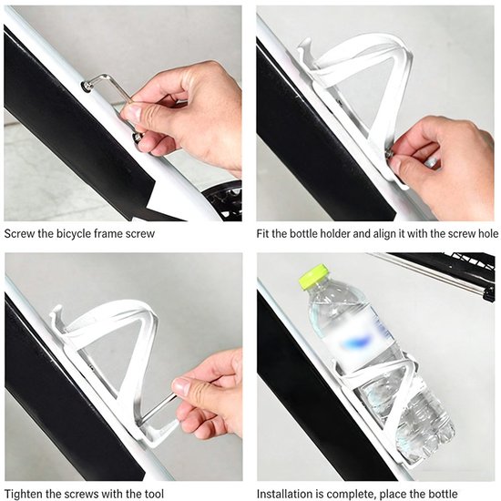 Bidonhouder Fiets - 2 stuks - Universeel Bidonhouders - Bidonhouder Racefiets - Sterke en flexibele structuur - Geschikt voor Fiets / Racefiets / Mountainbike / Kinderwagen- Flessen / Beker Houder Verstelbaar - Cadeau voor fietsliefhebbers - Wit — afbeelding 3