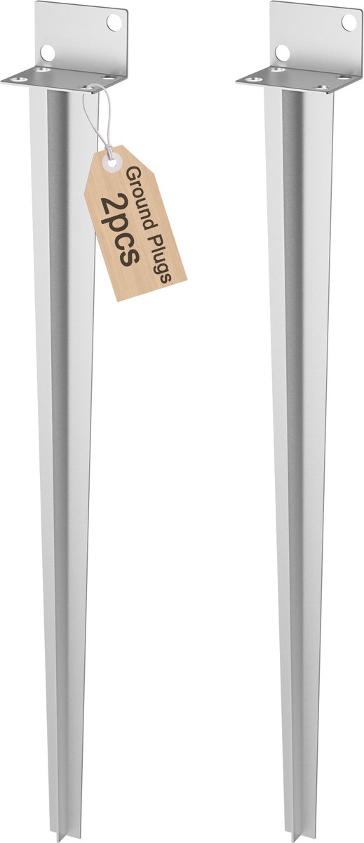 Aufun Paalsteun om in te slaan - L-vormige grondbus - thermisch verzinkt - voor houten palen - 70 cm - zilver - 2 stuks