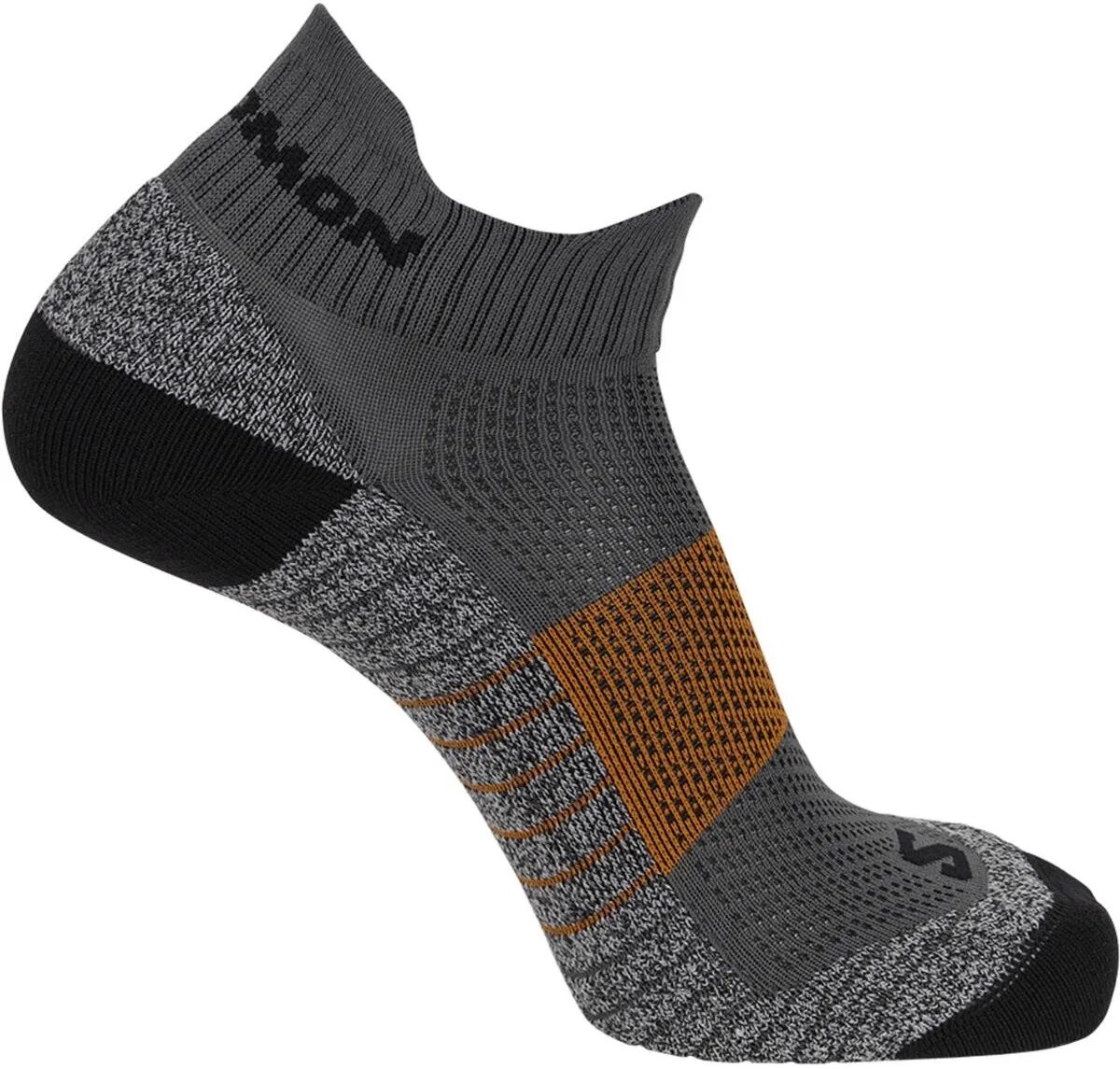 Sokken Salomon Unisex Aero Enkel Dx+sx 1p Ebony/scarlet Ibis Grijs