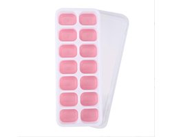 IJsblokjes vorm - IJsklontjes mal - Makkelijk uitduwen - 14 blokjes - IJs blokjes maken - Ice cube tray - Ice mold - Met deksel - Siliconen - Roze - Jonyx