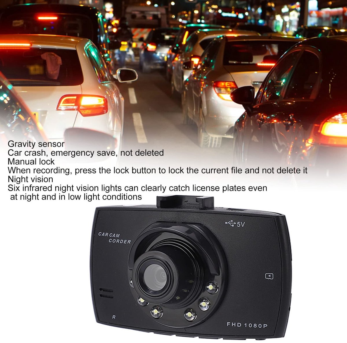 Auto Dashcam 1080P FHD Nachtzicht Autorecorder- Voor en Achter - 170 Graden Groothoek - Lusopname - Zwaartekrachtdetectie - Parkeermonitor . – foto 4