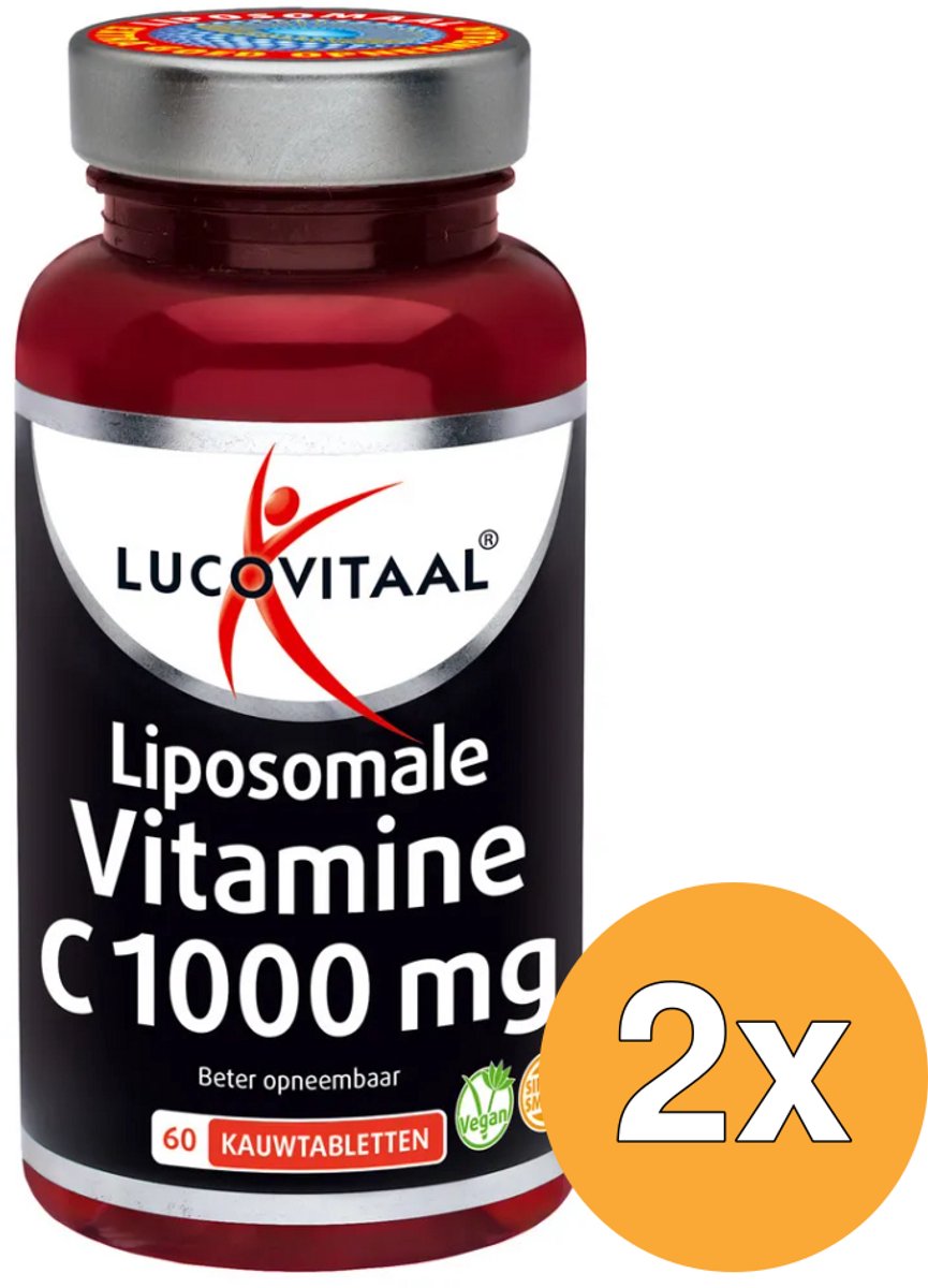2x Lucovitaal Vitamine C 1000mg Liposomaal (60 kauwtabletten)