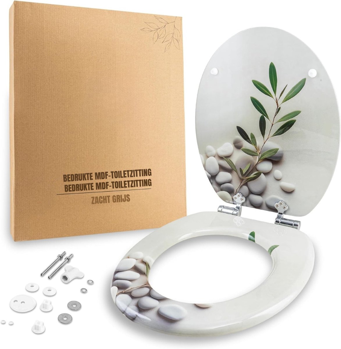 Nexvo® WC Bril met Print - WC Bril - Grijs - ‎46cm x 38cm x 3cm