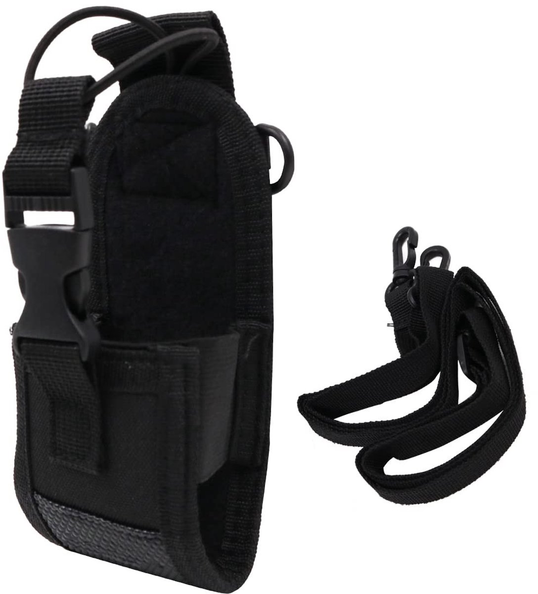 Golden crown - Walkie Talkie Houder - Nylon Riem Case - Draagbaar - Holster met Schouderband - Geschikt voor Uniseks Volwassenen - Zwart