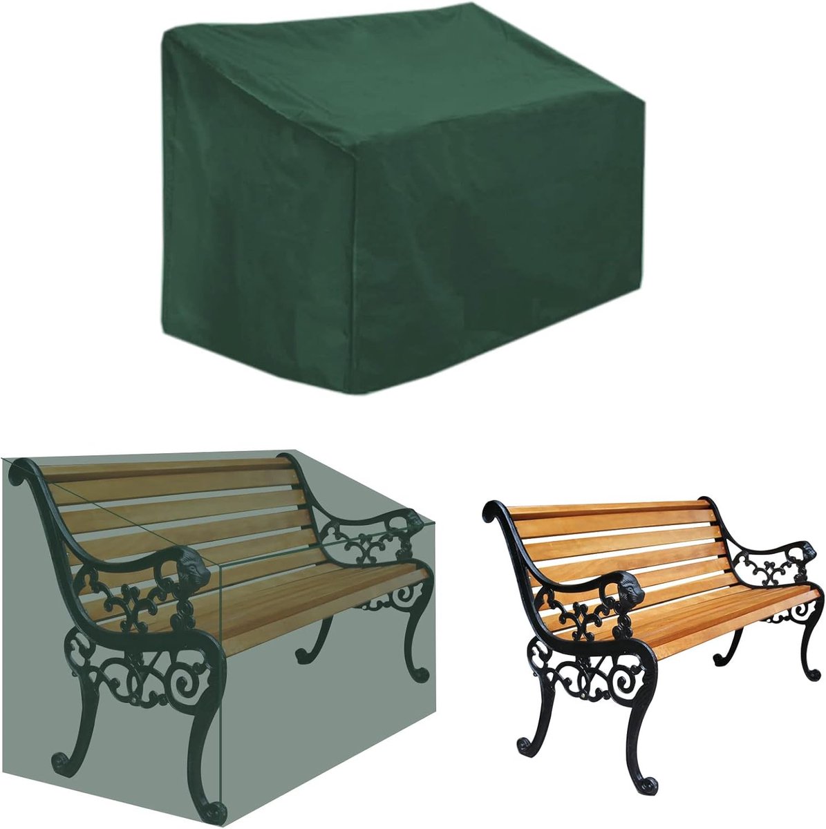 Tuinstoel Beschermhoes - Waterdichte Hoezen voor 2-zitsbank - Winddicht - UV-bestendig - 210D Polyester Oxford Gewebe - 134 x 66 x 89 cm (Groen)