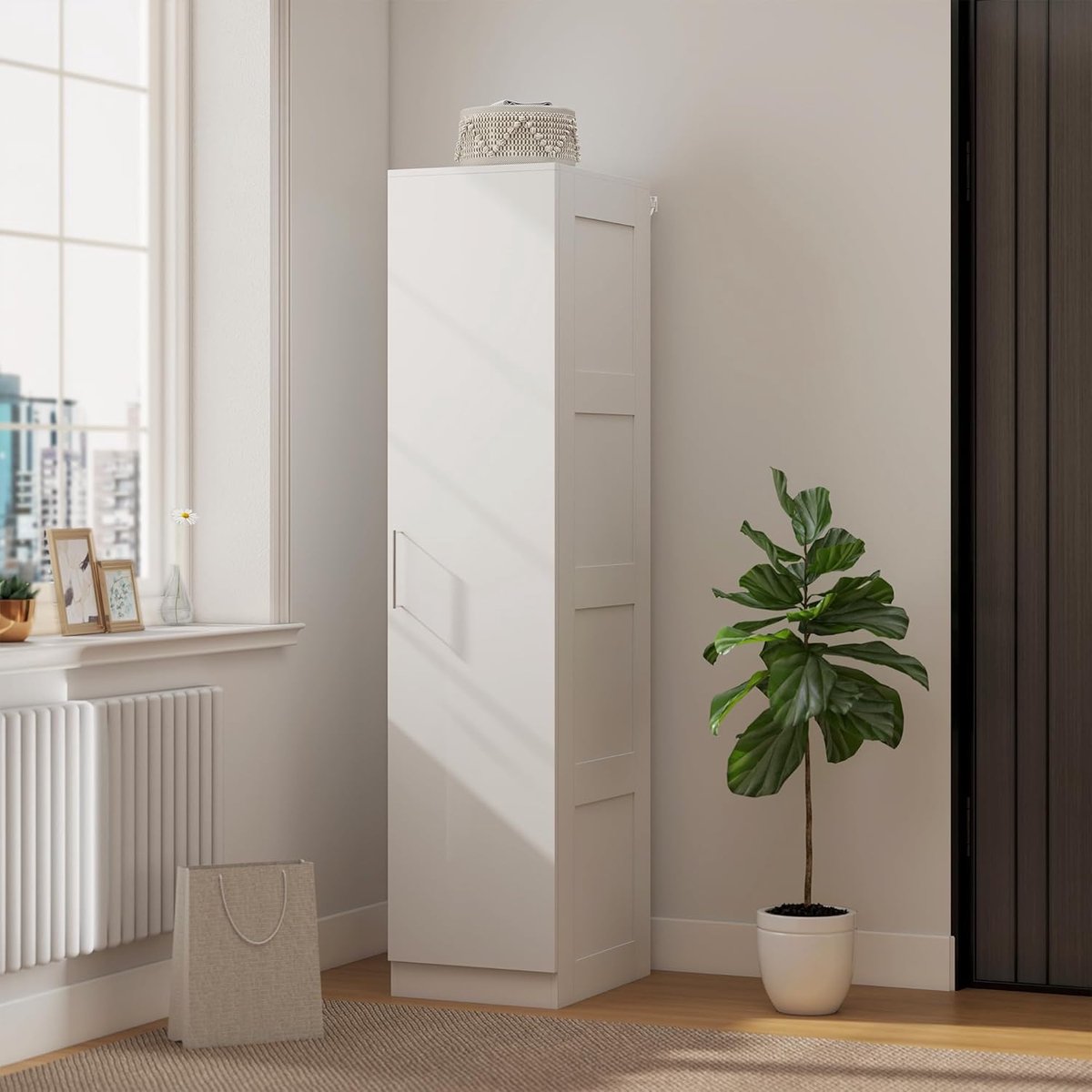 Luxe Kledingkast – Wit – 40x52x180 cm – Industrohome