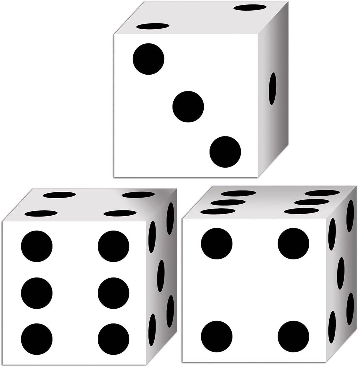 Dobbelstenen gunst dozen - Feestelijke traktatie dozen - Casino thema feest - 3-D ontwerp - 3 Pounds capaciteit - Zwart