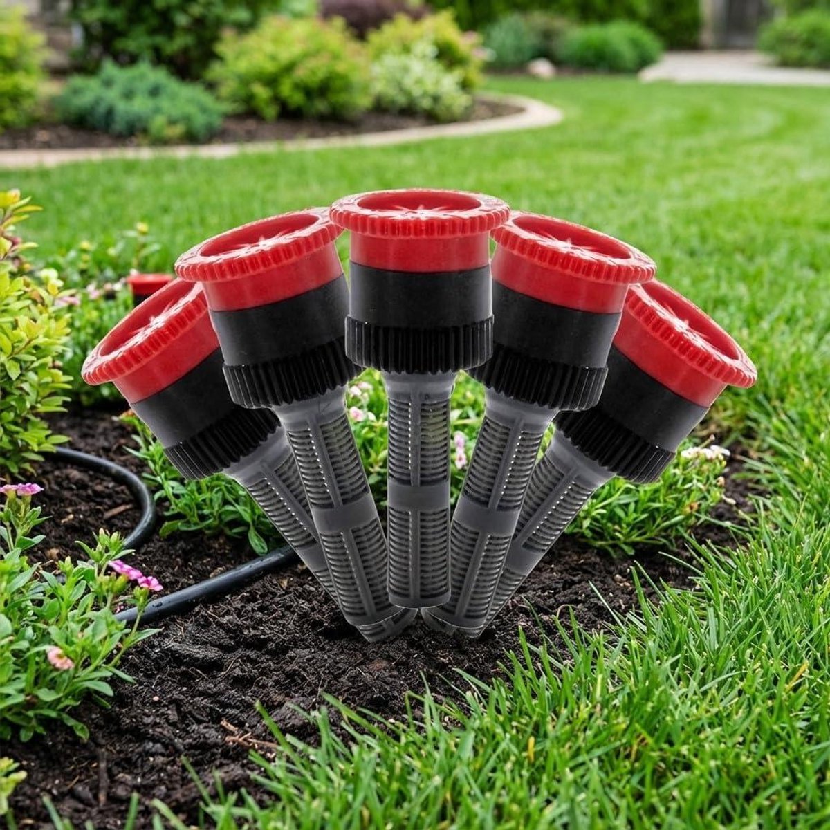 Sproeiers voor bewatering - Verstelbare sproeikoppen - Precisie bewatering gazon - Instelbaar van 0-360 graden - 5 stuks 3 meter
