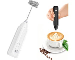 KZQ Draagbare elektrische melkschuimer, wit – 3 snelheden, oplaadbaar via USB, perfect voor koffie, matcha, proteïnedranken & thuisgebruik
