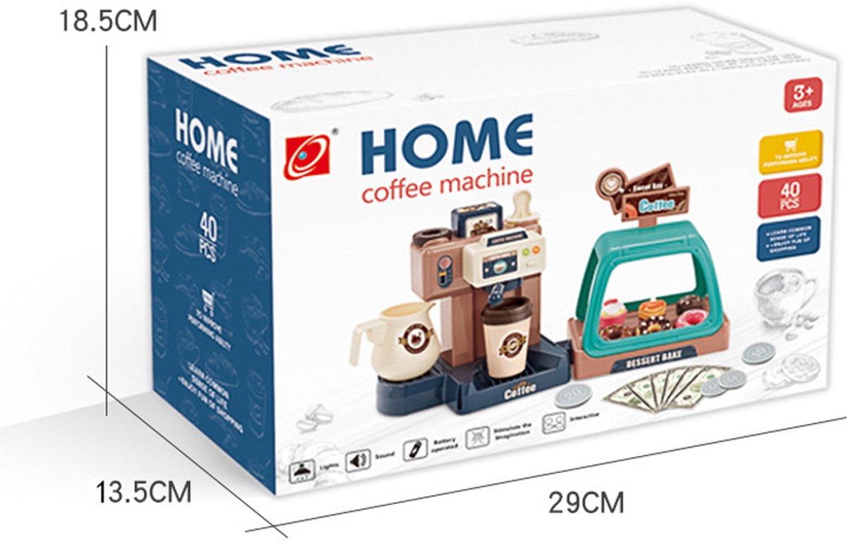 Speelset voor kinderen, 41pcs +, Koffiezetapparaat, Leren en Serveren Koffiemachine, Winkeltje Speelgeld met Licht & Geluid - Educatief Rollenspel - Interactief speelgoed - Keuken & Restaurant Verjaardag Cadeau voor Jongens & Meisjes 3 Jaar — afbeelding 2