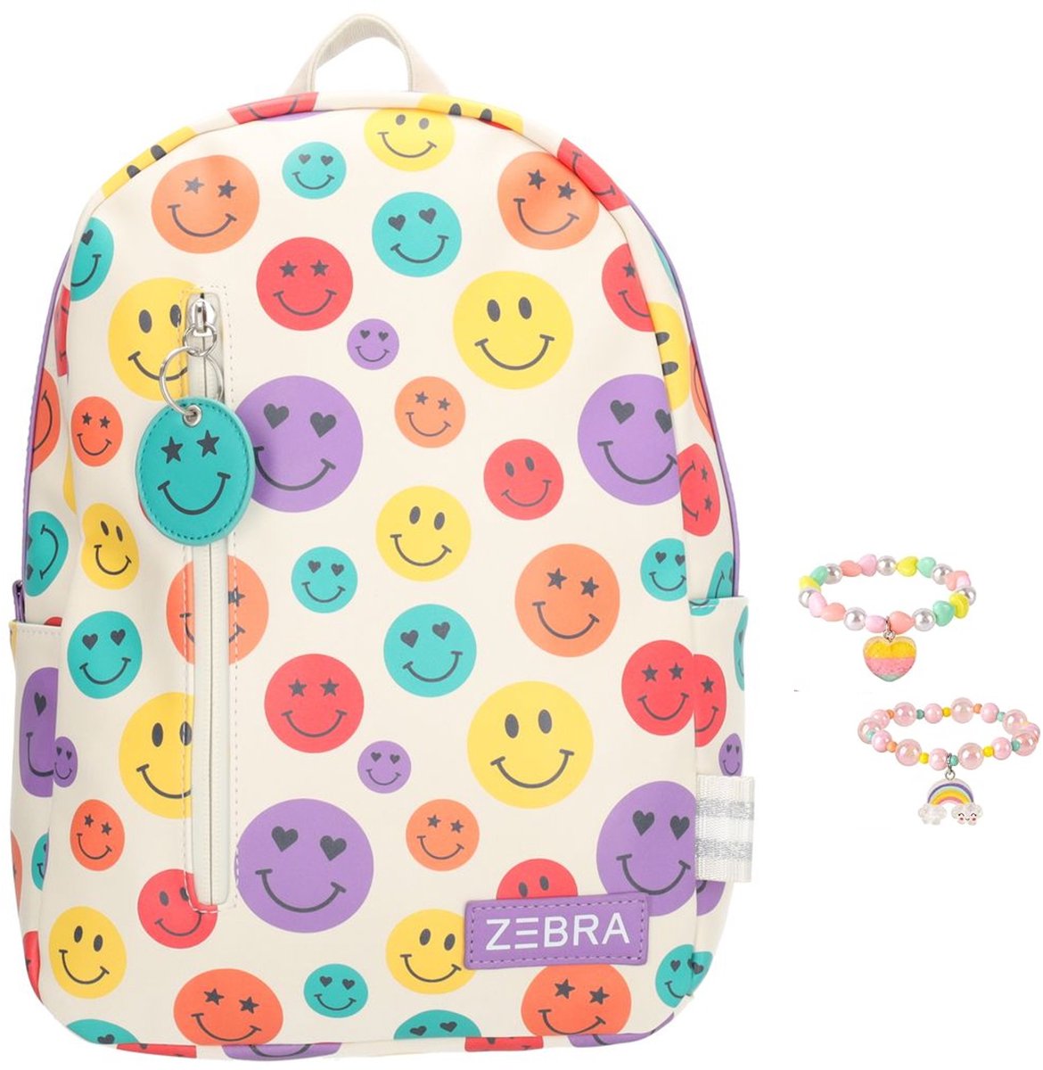 Zebra Rugzak Lily Smiley - rugtas, schooltas, kinderrugzak + armbandje