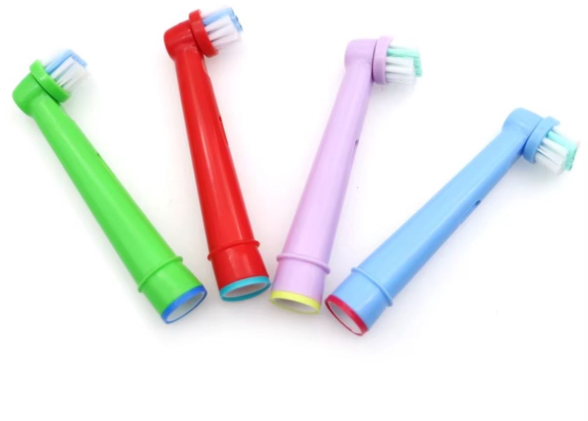4x Opzetborstels geschikt voor Oral B en Braun - Kinderen - Tandenborstels - Elektrische tandenborstel opzetstukjes - Replacement toothbrush head - Vier kleuren - Jonyx