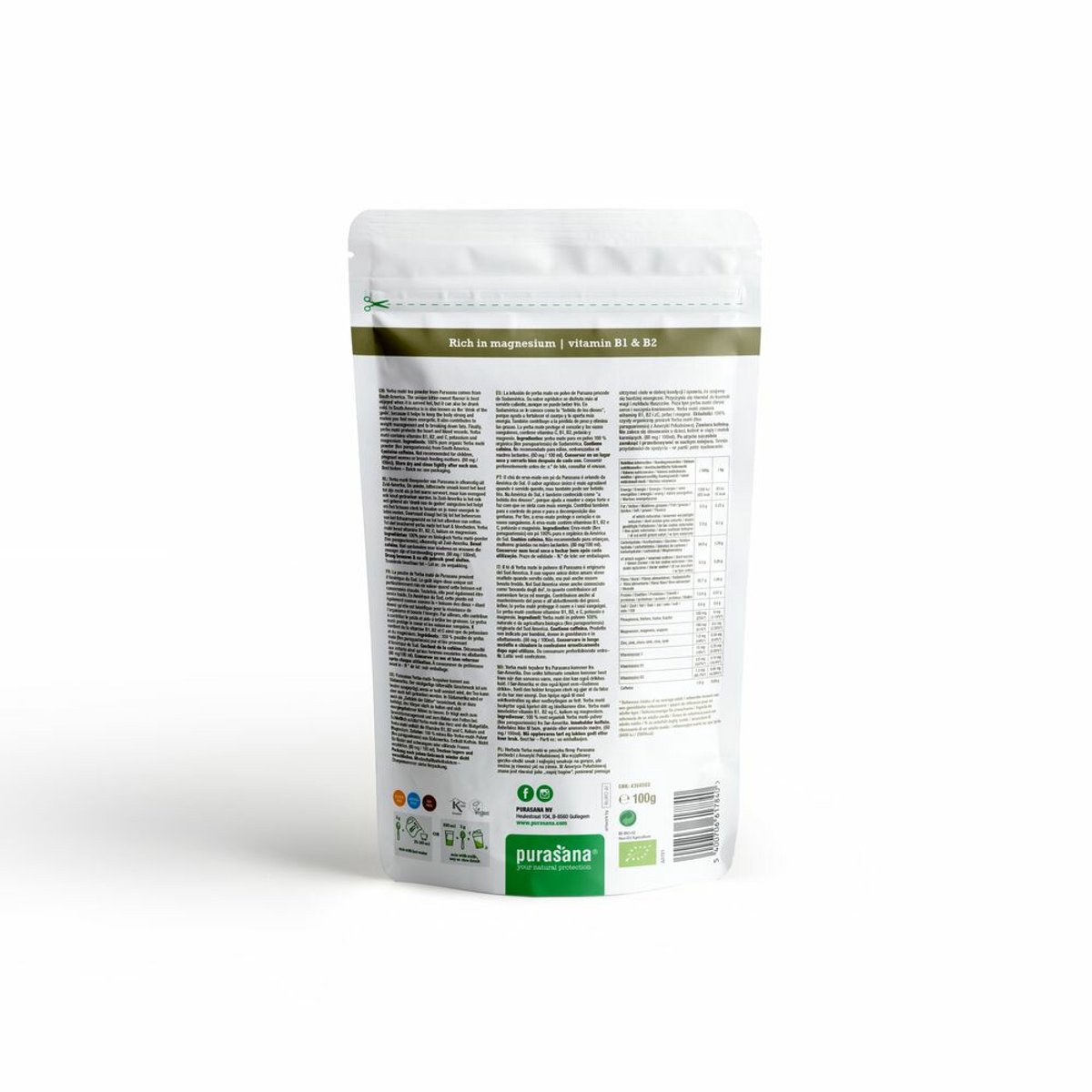 Purasana - Yerba Maté Thee Poeder - 3 x 102 gr - Voordeelverpakking