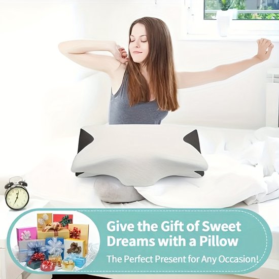 Ademvrij Hoofdkussen - Vlinderkussen - Zwart Anti Snurk - CPAP Kussen - Orthopedisch Traagschuim Nekkussen - Ergonomisch Vlinder Slaapkussen - Cervicaal Hoofdkussen - Memory Foam Voor Nekklachten - Comfortabel Bedkussen